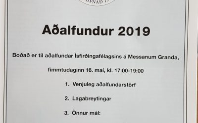 Aðalfundur Ísfirðingafélagsins 2019